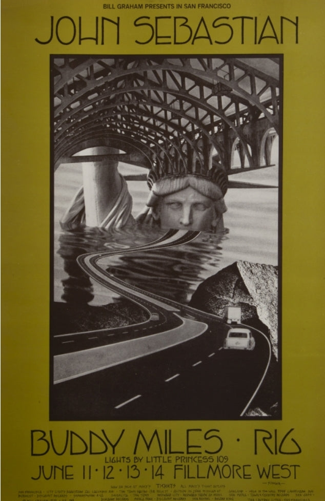 Vintage JOHN SEBASTIAN / BUDDY MILES CONCERT POSTER